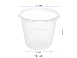 Round Shape <b>Plastic</b> Food <b>Container</b> with Lid Microwave Safe PP <b>Plastic</b> Transparent <b>clear</b> Packing Food Manufacturer in Vietnam - Product Image 4