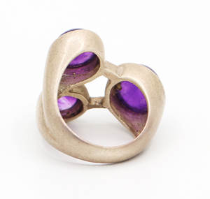 แหวนแต่งงานวินเทจทำมือเงินแท้ 925 ประดับพลอยอเมทิสต์ทรงกลมธรรมชาติ สำหรับขายส่ง - Product Image 3