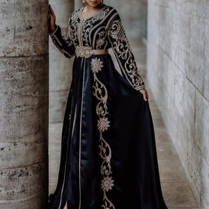 STYLISH EVENING CAFTAN DRESS WITH EMBROIDERY of DABKA, CRYSTAL GLASS BEADS,GLASS STONE WORK for PARTY-WEAR @ 2022 - Product Image 1
