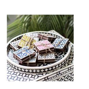 Posavasos único con incrustaciones de hueso para cocina, posavasos decorativo de taza y artesanía, forma cuadrada, posavasos con incrustación de hueso - Product Image 6