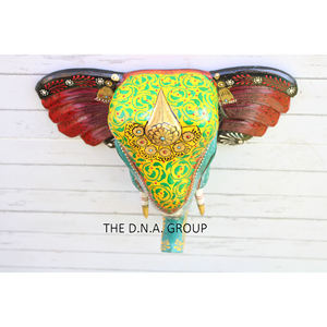 Conception unique de visage d'éléphant tenture murale en bois couleur attrayante articles cadeaux décoratifs pour la maison avec motif de peinture sculptée - Product Image 5