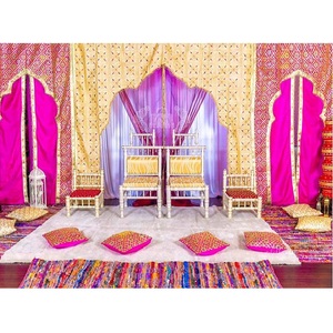 Arche de fond en satin pour mariage indien, pour la cérémonie du Mehndi, draperies d'arche de scène rose pour la cérémonie et la décoration, États-Unis - Product Image 1