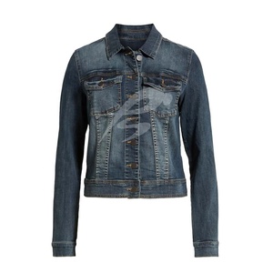 Veste en jean réversible coupe droite coupe régulière en denim bleu marine pour femme, coupe ajustée, coupe-vent - Product Image 1