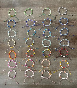 Daisy Chain Seed Bead <b>Bracelet</b>, Macrame <b>Adjustable</b> Close, Colorful Bead <b>Bracelet</b>, Stackable, 2020 Trend, Summer <b>Bracelet</b>, Adults - Product Image 1