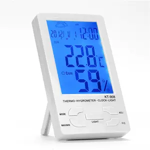 家用壁挂式最大最小湿度计时钟温度监视器温度计数字湿度计LED背光气候