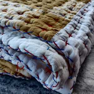 Adult <b>Quilt</b> in Multi Color Handmade <b>Kantha</b> Work Vintage Design 100% Cotton Christmas Home & Hotel Use Bedroom Living Room Decor - Product Image 1