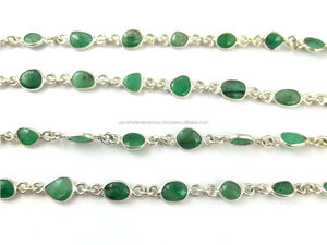 Cadena con Conector de Bisel de Plata Chapada en Esmeralda Natural para Bodas, Fiestas y Regalos - Product Image 3