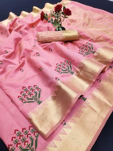 Bollywood designer saree designer miroir travail fleur conception doux soie tissu impression numérique couleur marron sari avec chemisier Inde Alphanumero - Product Image 2