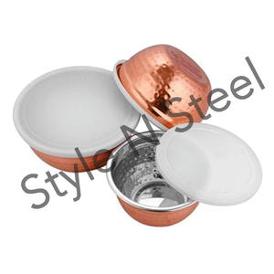 ชุดผสม3ชิ้นทำจากสเตนเลสสตีลสีทองแดงพร้อมฝาพลาสติกสำหรับเสิร์ฟวัสดุโลหะทนทาน - Product Image 2