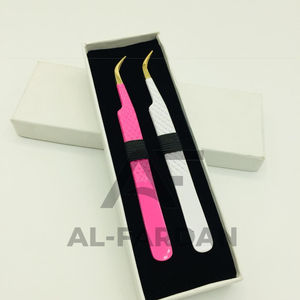 แหนบถอนขนตาสเตนเลสแบบโค้งเจสีทองสีชมพูพร้อมโลโก้ตามสั่ง - Product Image 2