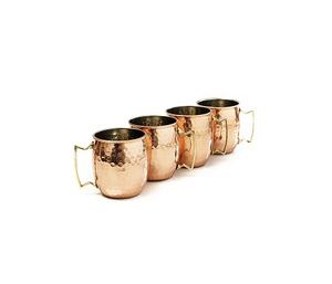 Juego de 4 Tazas de Cobre para Beber Agua, Tazas de Té de Cobre con Asa de Latón de Diseño, en Venta - Product Image 5