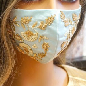 Mascarilla femenina Premium con bordado a mano Hermoso accesorio para mujeres con estilo para bodas, fiestas y trajes étnicos - Product Image 1