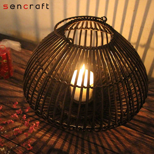 Elegante Vintage marrón bambú ratán linterna baja cantidad en caja decoraciones de boda Estilo nórdico vela de pie otros - Product Image 4