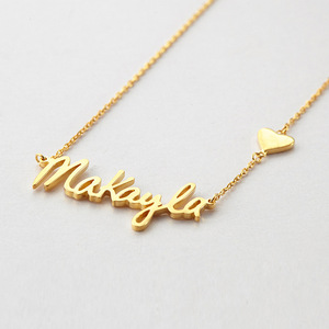 Bijoux personnalisés en argent sterling 925 Nom personnalisé Coeur ou <span class=keywords><strong>Dauphin</strong></span> Plaque d'identification <span class=keywords><strong>Collier</strong></span> - Product Image 2