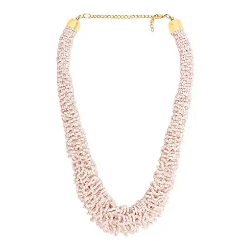 Collana Unisex Beige con perline di spessore con catena placcata oro con Set di porcellana e cristallo con perla per i regali