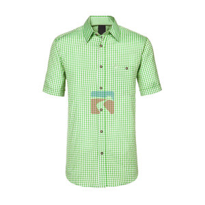 <b>Mens</b> Traditional Bavarian Trachten <b>Checked</b> <b>Shirt</b> Cotton Plaid Long <b>Sleeve</b> Oktoberfest <b>Shirt</b> - Product Image 1
