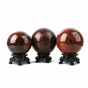 Meilleure qualité rouge acajou obsidienne Quartz sélénite sphères de guérison Style féerique Feng Shui artisanat pierre semi-précieuse - Product Image 2