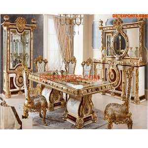 Victorian Wooden Carving Dining Table Set European Style Dining Room Furniture Luxurious High Carving Dining Room Furniture - Product Image 1