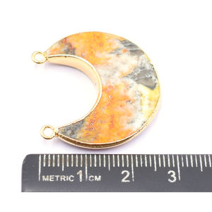 Colgante de Jaspe Abejorro en Forma de Luna Chapado en Oro con Argolla para la Creación de Joyas - Product Image 2