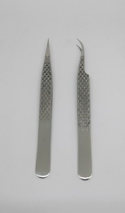Pinzas de pestañas de volumen curvo de acero inoxidable de belleza profesional aplicador de punta puntiaguda etiqueta privada personalizada para pestañas - Product Image 2