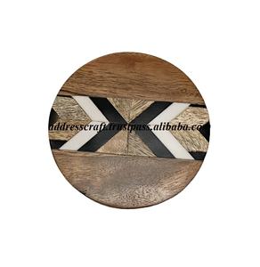 Regalo de inauguración de la casa, posavasos de madera de mango y resina, juego de posavasos de mármol de cuatro piezas para vajilla, hogar, Hotel, restaurante, alfombrillas de uso - Product Image 4