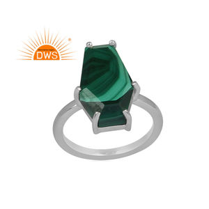 925 Fine En Argent Sterling Naturel Malachite Pierre Gemme Cercueil Conception Anneau Pour Femmes Bijoux Fabricant - Product Image 2