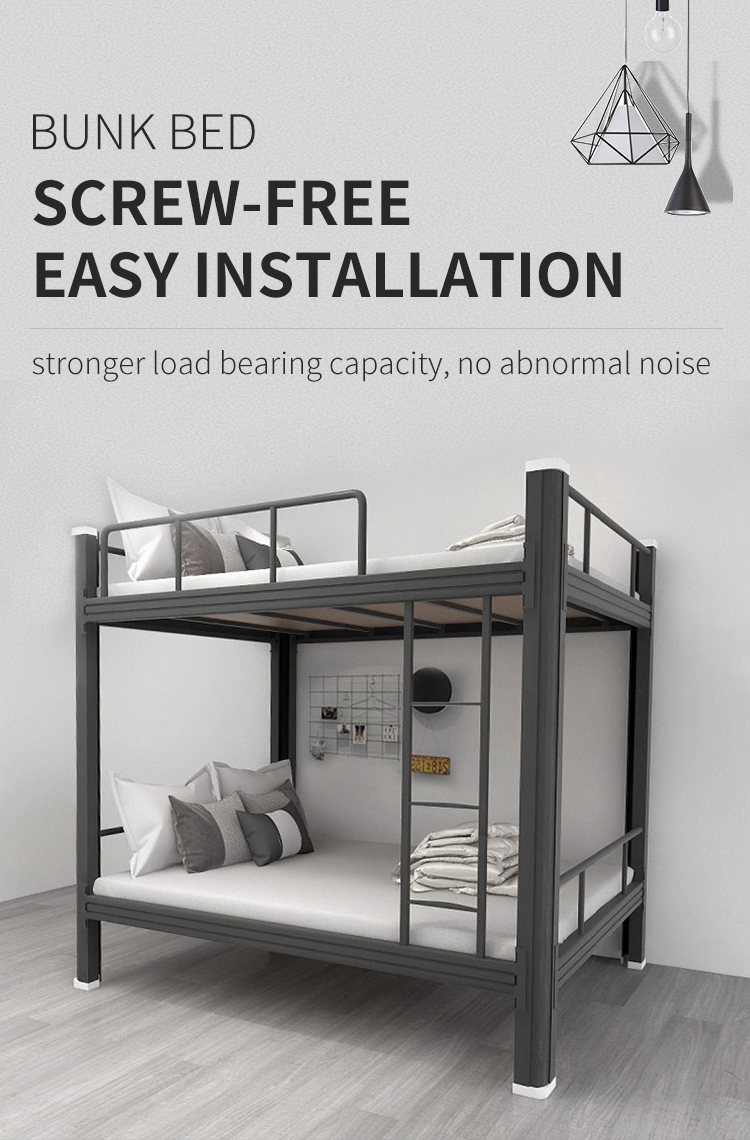 Top sell double decker steel bunk bed for adults worker twin metal bunk bed staff bedroom iron bunk beds