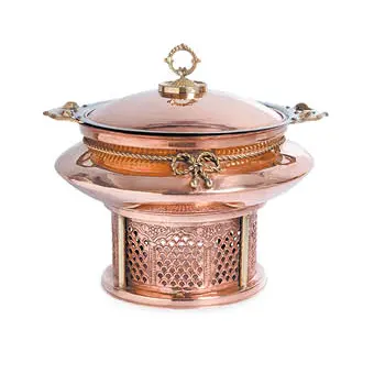 Food Warmer Chafing Pot Hotel Supply Stainless Steel Restaurant Luxury Silver Copper Chafing Dish Manufacturer from India