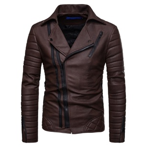 Blouson de moto slim pour homme avec col montant, en cuir de vachette multicolore, imperméable, respirant, écologique et réversible - Product Image 4
