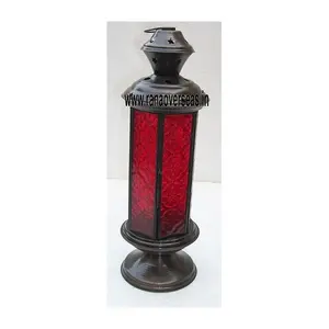 Красный стеклянный металлический подвесной фонарь для дня рождения рождественские украшения для свадьбы и вечеринки