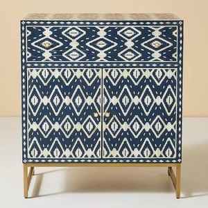 Mi-siècle moderne Antique personnalisable maison salon extérieur meubles de cuisine Ikat bois os incrustation poitrine Tables basses - Product Image 1