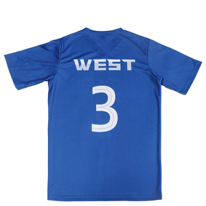 Maillot de football West Blue à col en V, impression sublimée, évacuation de l'humidité, manches courtes, coupe classique pour homme adulte - Product Image 4