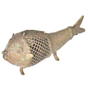 ESTATUILLA decorativa hecha a mano de latón antiguo, escultura de pez de arte Dhokra, estatua, piezas de decoración, artículos de regalo - Product Image 2