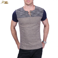 Kaos Pria Rajut Katun Murni Logo Depan Bernapas Cepat Kering Street Wear Kasual Regular Fit Lengan Pendek O-Neck