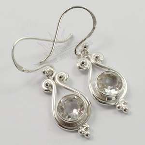 Encantadores y bonitos pendientes de cuarzo de cristal de estilo informal, pendientes de joyería de plata de ley sólida 925, joyería de cuarzo de cristal Natural - Product Image 1