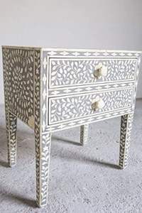 Luxury <b>MOP</b> Bone Inlay Best of Indian Design Dresser Drawer and Side Table Authentic <b>for</b> <b>Sale</b> - Product Image 3