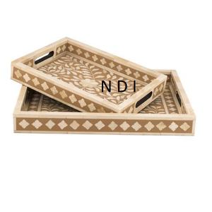 ถาดไม้สำหรับเสิร์ฟชากาแฟอาหารเช้าถาดไม้ตกแต่งงานทำมือแบบกำหนดเองถาดเสิร์ฟอาหารมาตรฐาน - Product Image 1
