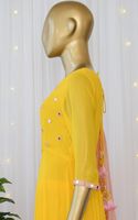 Robe Anarkali jaune à miroir pour femmes, tunique de travail, avec respirateur Dupatta, prêt à porter, nouvelle collection
