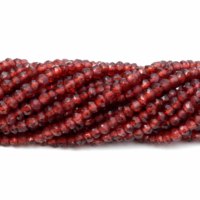 Perles Rondelles Facettées en Grenat Rouge Naturel 3mm-4mm, Fil de 13 Pouces, Évaluation par un Expert, Vente en Gros pour la Fabrication de Bijoux, Ravab Gems