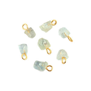 Eautiful-conector de piedra de Aguamarina en bruto natural, piedra de nacimiento de piedra preciosa chapada en oro/plata, hecho a medida - Product Image 3