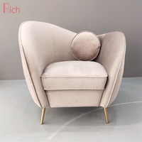 Offre Spéciale Meubles Accent Chaise Jambes D'or Velours Fauteuil Arrondi Canapé Moderne
