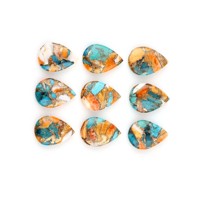 Cabochon en turquoise de Kingman naturelle de haute qualité, forme poire, poli miroir, multicolore, 12x16mm, troisième qualité
