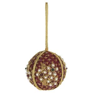 Fabricant de velours royal fait à la main broderie à la main décoration d'arbre de Noël ornement de boule suspendu - Product Image 5