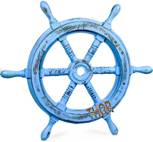 Ourwarm — roue de bateau en bois bleu ciel, 13-24 ", suspension murale de Style ancien, décoration de maison - Product Image 5