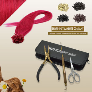 Micro kit d'outils d'extension de cheveux en acier inoxydable or rose et argent pince à trois trous crochet aiguilles perles pour travail d'extension de cheveux - Product Image 2