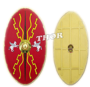 Escudo Romano Medieval, Armadura Vikinga, Escudo de Madera de Diseño, Totalmente Funcional para Batalla, 32 Pulgadas, Rojo Pulido - Product Image 6