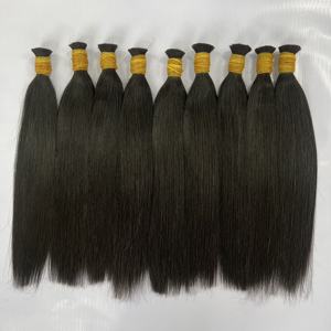 100% Double Drawn Brazilian Virgin Remy Human Hair Extensions Silky Straight Wave Bulk - Product Image 5