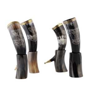 Handmade Large Viking Drinking Horn <b>Mug</b> Natural Polished Animal Style Best Price Indian Craft - Product Image 2