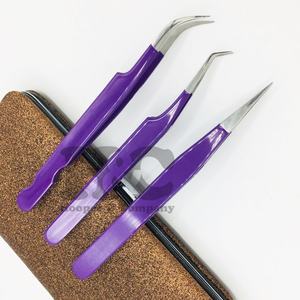 แหนบถอนขนตาปลอมโลโก้ตามสั่งอุปกรณ์สแตนเลสสำหรับการต่อขนตาบรรจุภัณฑ์แบบพรีเมียม - Product Image 1