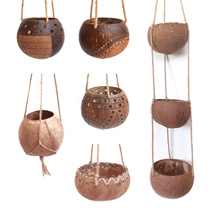 Casas colgantes de pájaros hechas a mano, conchas de coco ecológicas, proveedor de viento - Product Image 4